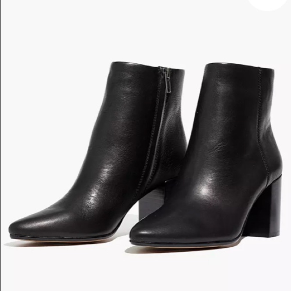 {Madewell} The Fiona Leather Boot True Black 6.5 NWOB